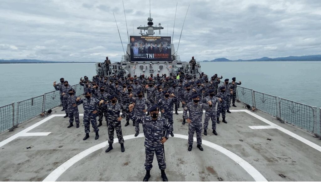 The crew on board in combat uniform