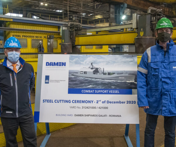 Damen Shipyards Galati Managing Director Flemming Sorensen, DSNS Site Manager Arjen Poortvliet