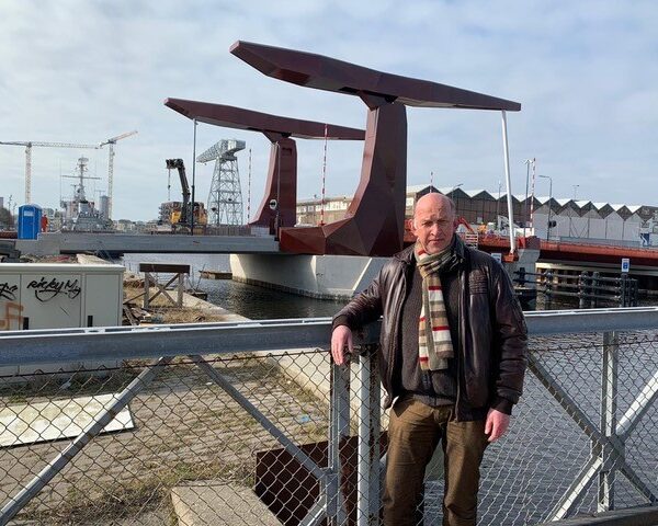 Municipality of Vlissingen Schelde Quarter Project Manager Hans van Houdt stands by the new double-beam drawbridge.