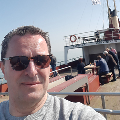 Arjan van Gelder on board the Koningin Emma during the journey from Scheveningen back to Vlissingen.