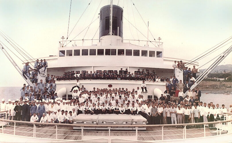 ms Willem Ruys - Madeira - Commodore H. van den Heuvel en bijna voltallige bemanning - Upgrade Ed van Lierde Collectie