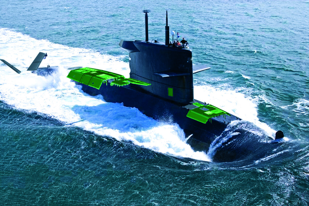 Impressie van kunststof kappen voor de Walrusklasse onderzeeboten.