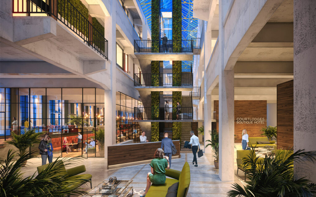 Artist impression of Hotel De Timmerfabriek's new foyer.