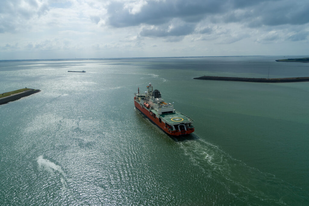 Nuyina departs Vlissingen at the start of her seven week journey home to Hobart, Tasmania.