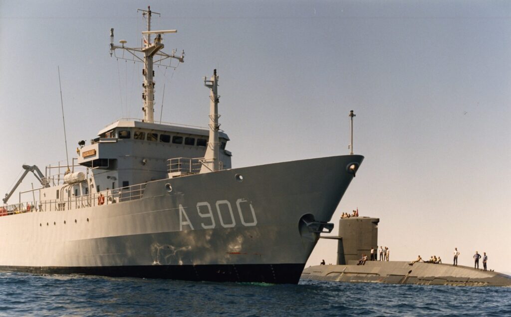 Henk, Cees and Piet all worked on torpedo suppport vessel HNMLS Mercuur.