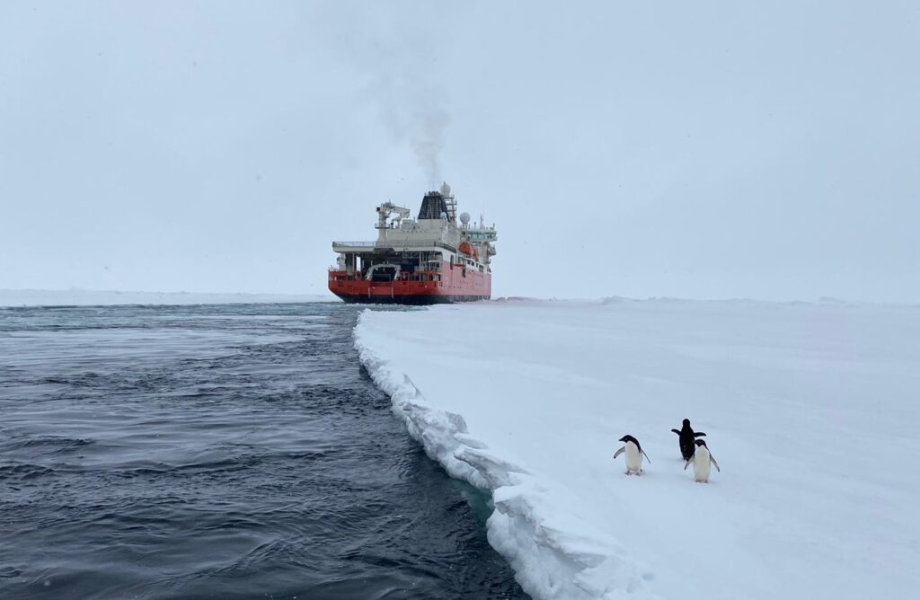 RSV Nuyina vertrok net voor Kerstmis 2021 vanuit Hobart voor haar eerste operationele reis naar de Zuidelijke Oceaan.