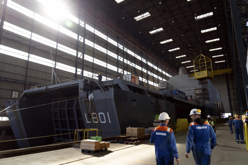 Nearly 400 people are currently working on the Midlife Update and Appointed Maintenance for HNLMS Johan de Witt.