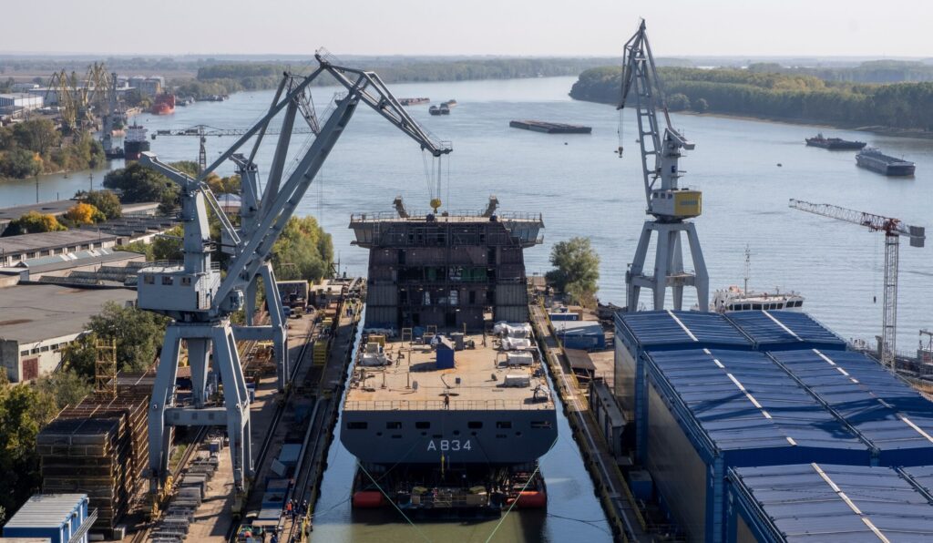 In Roemenië begint het Combat Support Ship voor de Koninklijke Marine steeds meer vorm te krijgen.