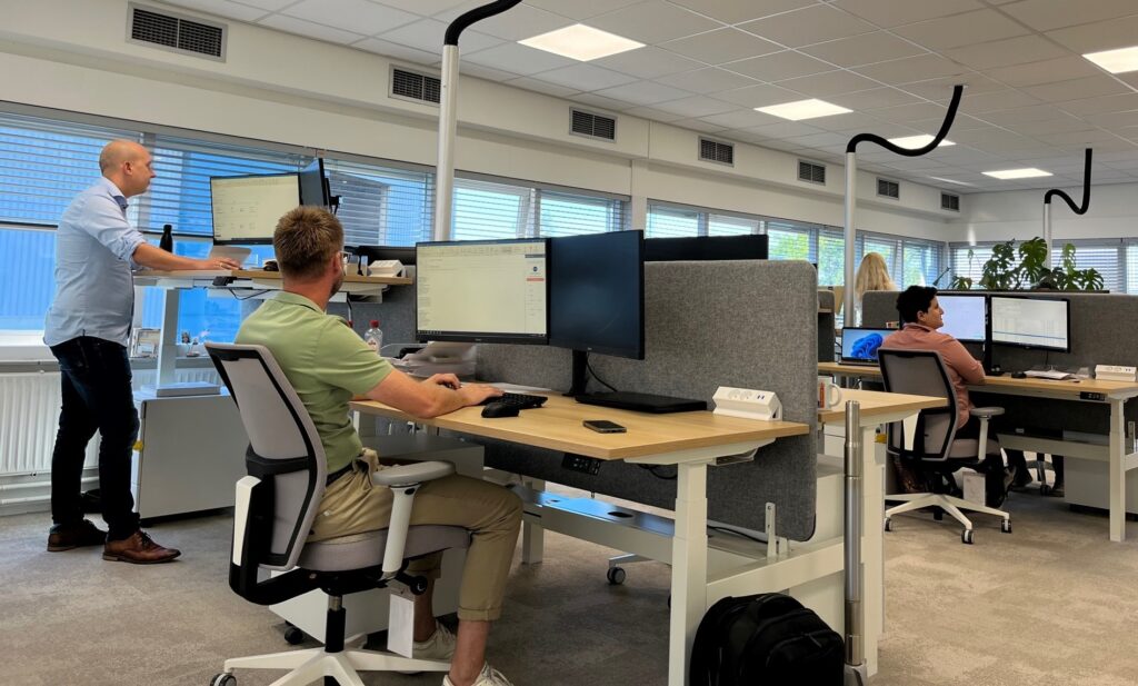 All employees have been given a new workplace with adjustable desks.