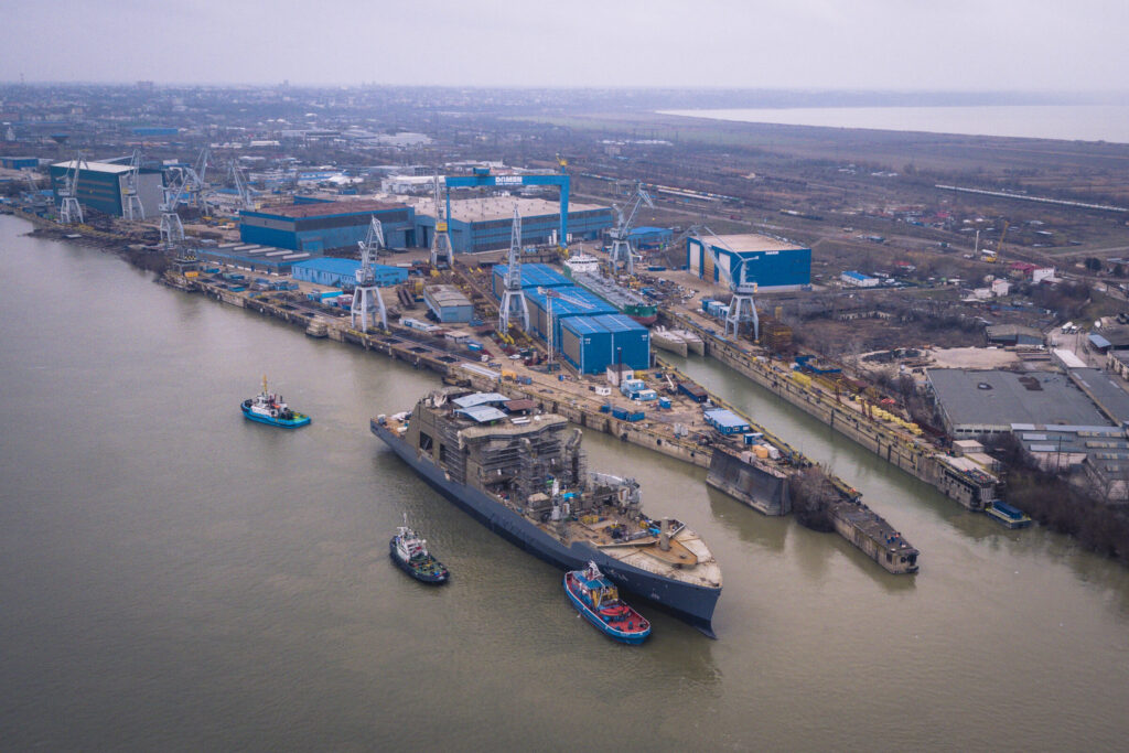 Three vessels were moved into the shallow end of the dock, after which the CSS was moved back in.