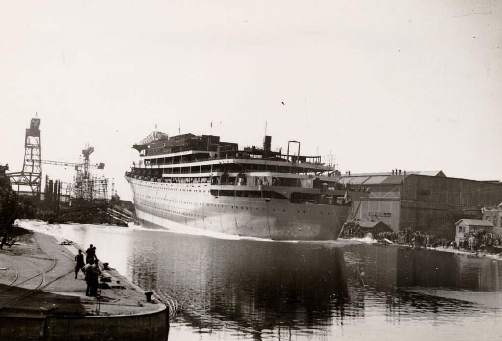 The place where the towers now stand, used to be the ramp where constructed ships rolled into the water.