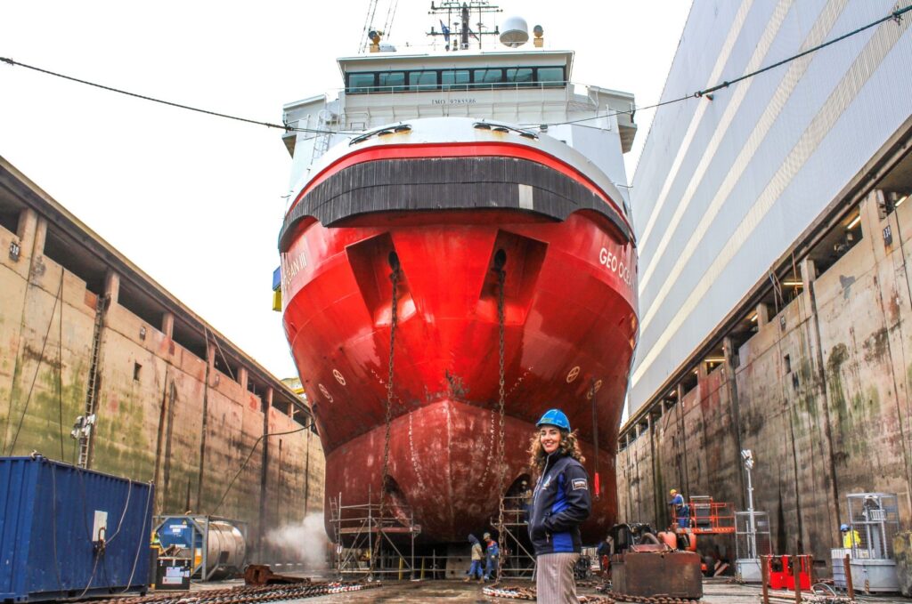 Tirza in dry dock 1 at Damen Shiprepair Vlissingen.