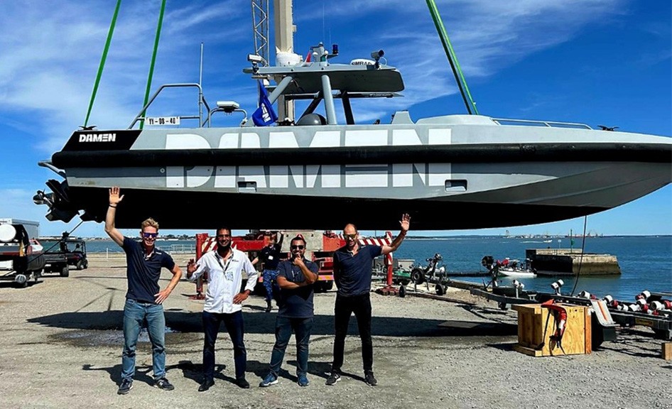 Het REPMUS-team (v.l.n.r.): Jochem Nonhebel, Ehab El Emam (van RH Marine), Amr Ranneh en John Spruit.