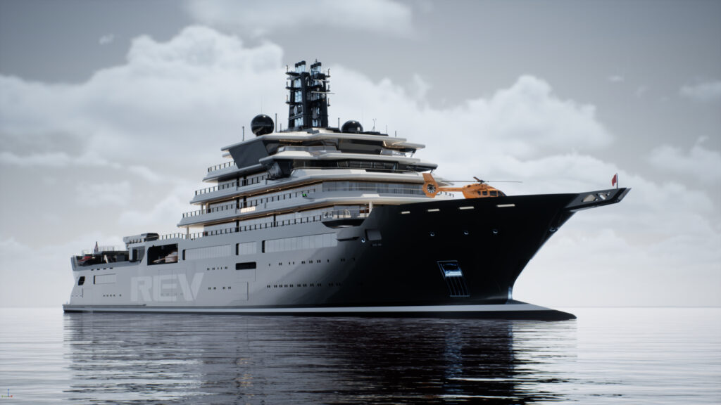 De meest recente render laat zien hoe de REV Ocean er na de afbouw uit komt te zien.